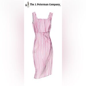 J. Peterman Florentine Pink Seersucker Sleeveless Summer Dress Size 18 NWT